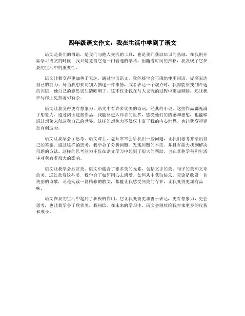 四年级语文作文：我在生活中学到了语文