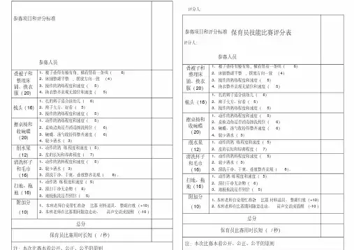 保育员技能比赛评分表