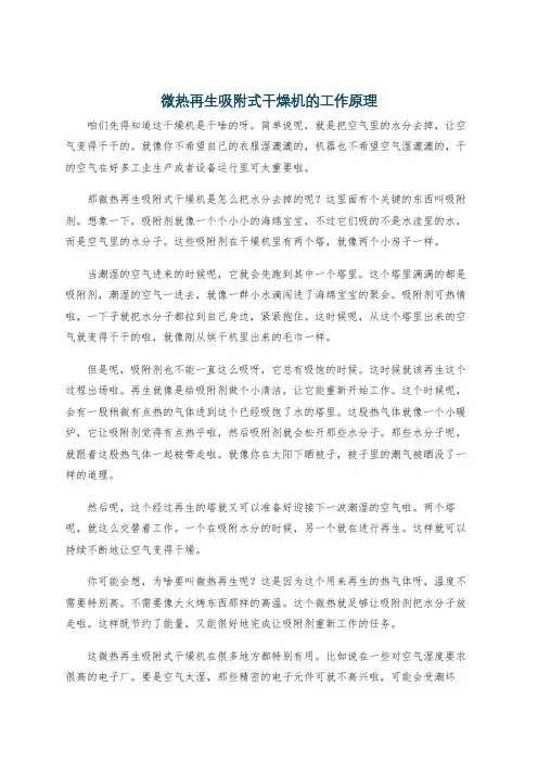 微热再生吸附式干燥机的工作原理