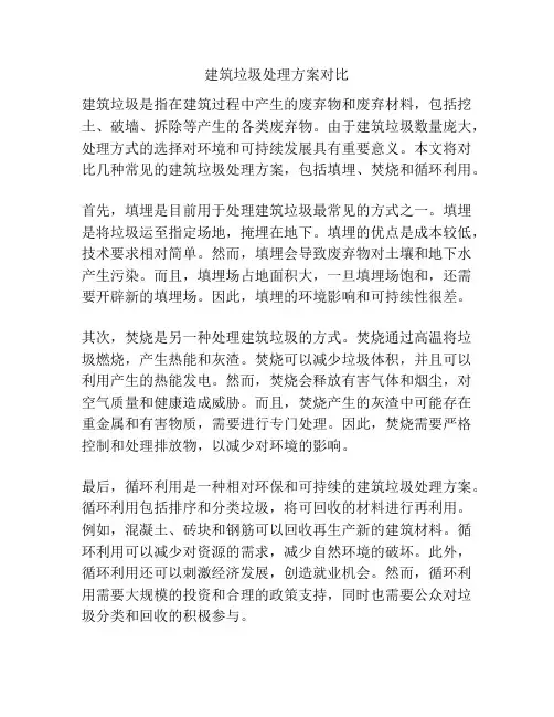 建筑垃圾处理方案对比