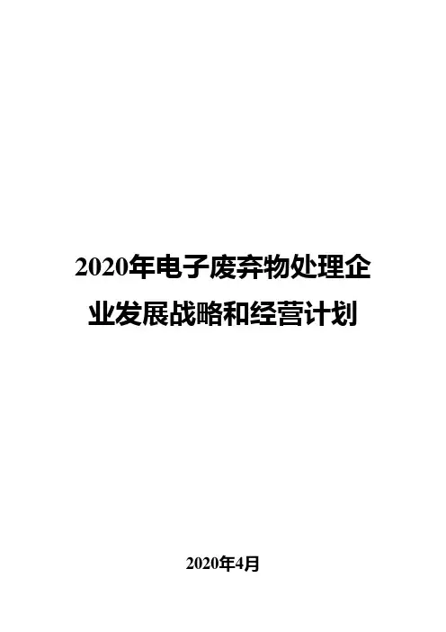 2020年电子废弃物处理企业发展战略和经营计划