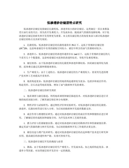低渗透砂岩储层特点研究