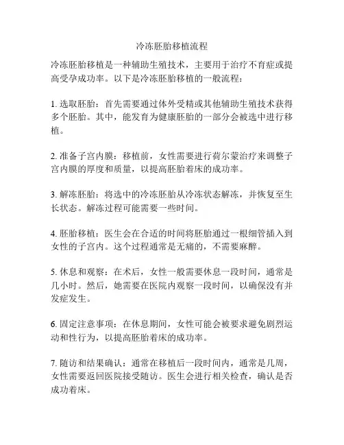冷冻胚胎移植流程