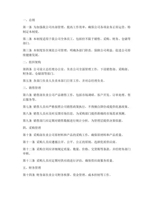 建筑材料贸易公司管理制度