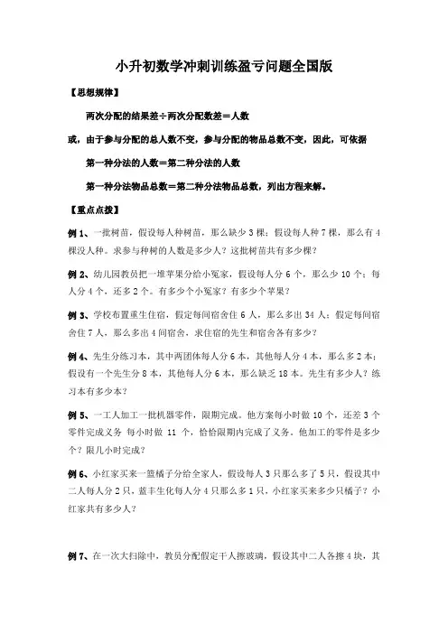小升初数学冲刺训练盈亏问题全国版