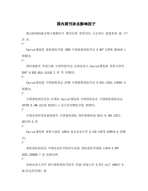 国内期刊杂志影响因子