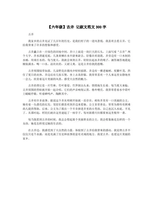 【六年级】古井 记叙文范文300字