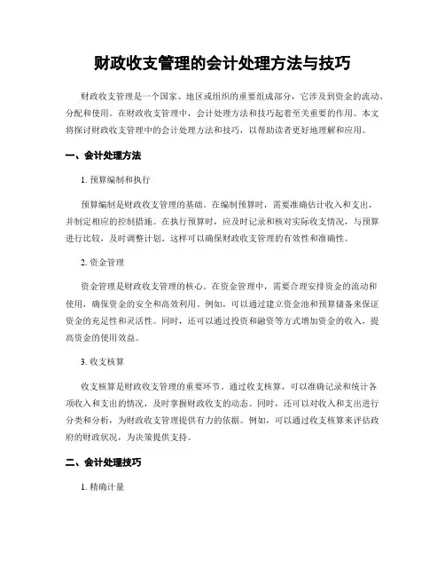 财政收支管理的会计处理方法与技巧