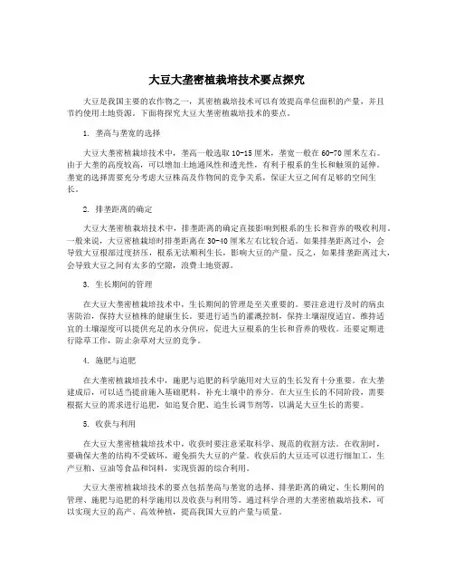 大豆大垄密植栽培技术要点探究