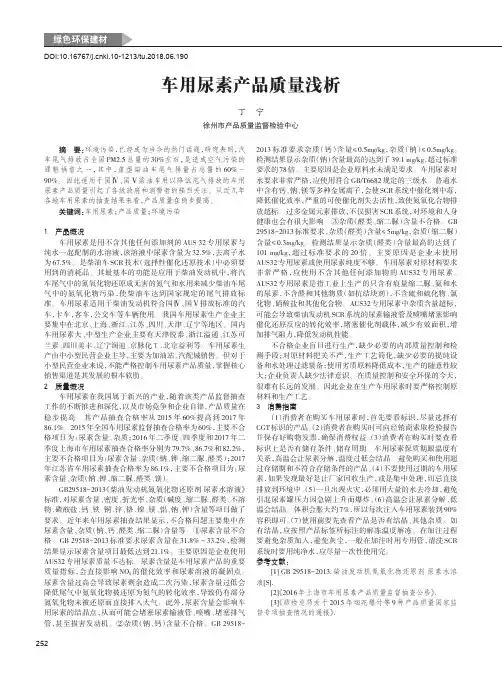 车用尿素产品质量浅析