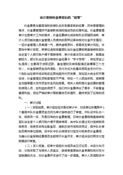 审计案例伙食费背后的“故事”