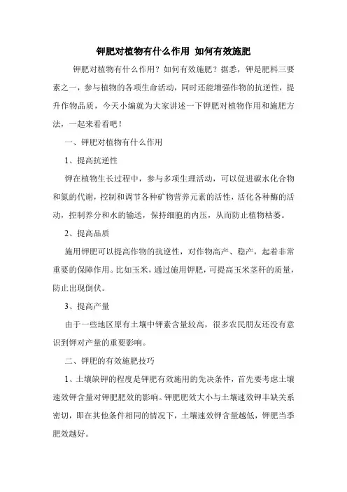 钾肥对植物有什么作用 如何有效施肥.doc