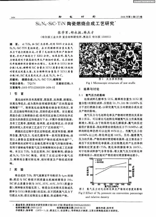 Si3N4-SiC-TiN陶瓷燃烧合成工艺研究