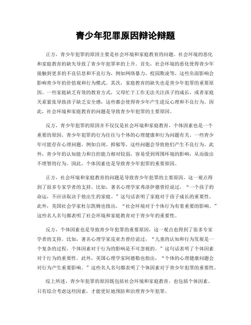 青少年犯罪原因辩论辩题