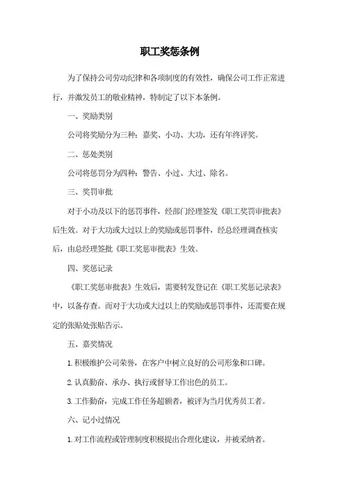 职工奖惩条例