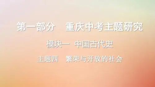 重庆市中考历史复习第一部分中考主题研究模块一中国古代史主题四繁荣与开放的社会课件