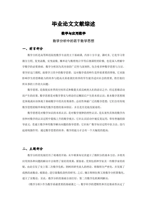 数学分析中的若干数学思想【文献综述】