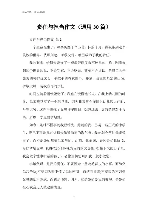责任与担当作文(通用30篇)