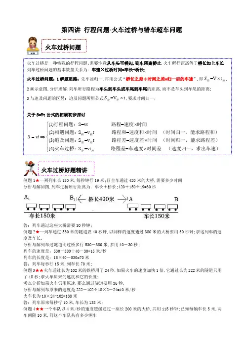 行程问题火车过桥与错车超车问题