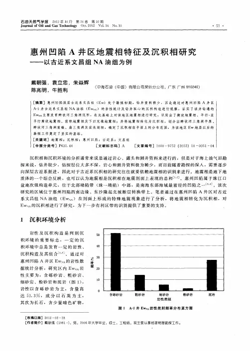 惠州凹陷A井区地震相特征及沉积相研究——以古近系文昌组NA油组为例