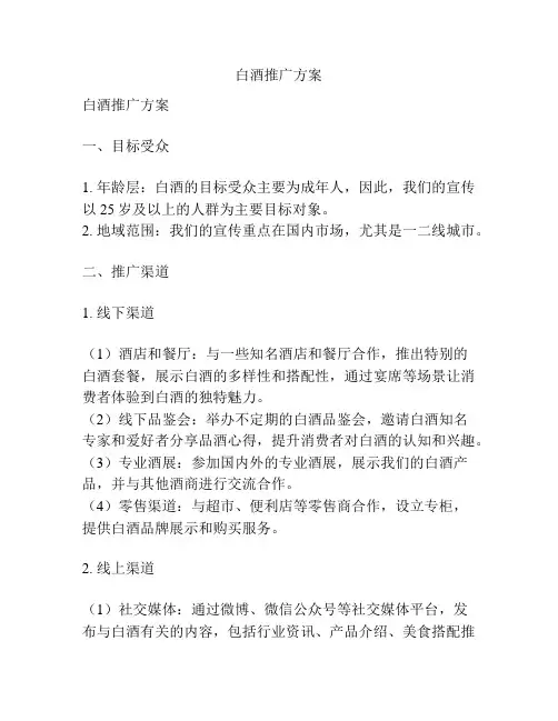 白酒推广方案