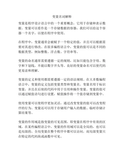 变量名词解释