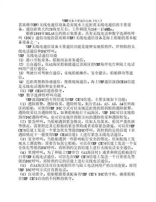 VHF设备主要通信功能