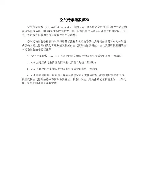 空气污染指数标准
