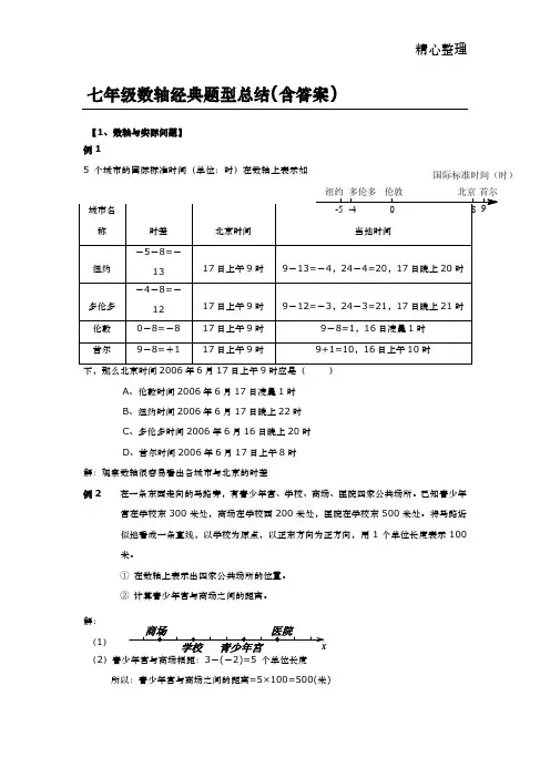 七年级数轴经典题型总结(含答案)