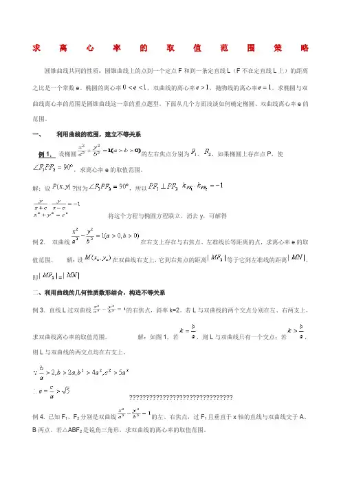 求离心率的取值范围解题策略