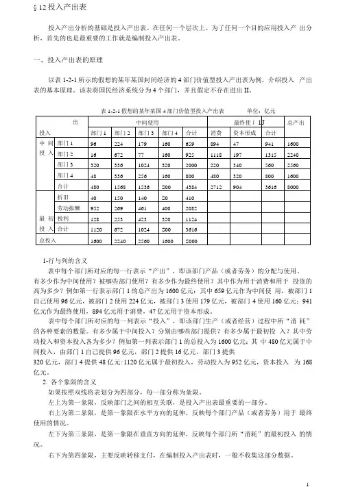 投入产出分析投入产出表