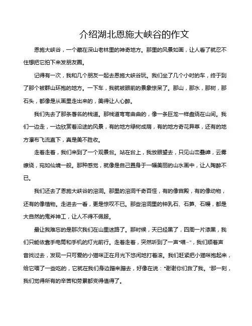 介绍湖北恩施大峡谷的作文
