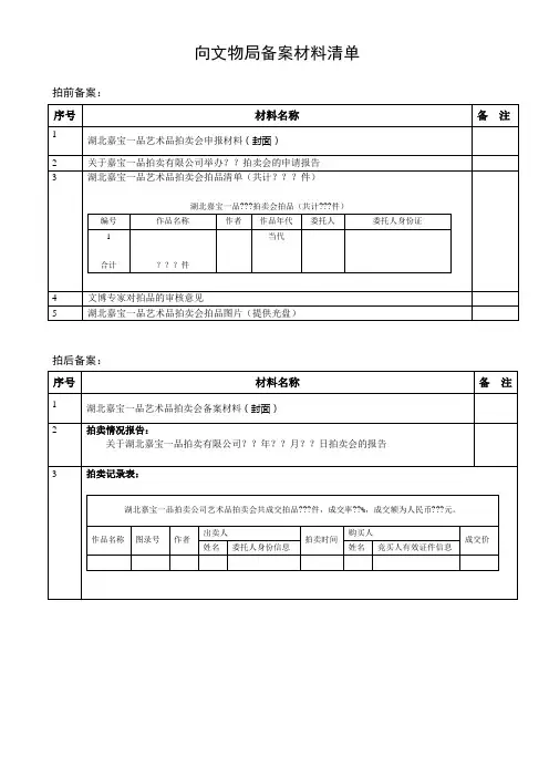 (完整版)001向文物局备案材料清单(拍前拍后)