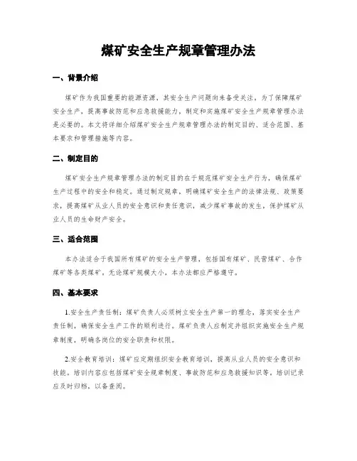 煤矿安全生产规章管理办法