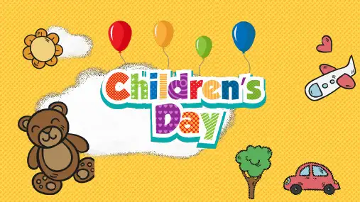 卡通小熊背景的Children's Day儿童节PPT模板