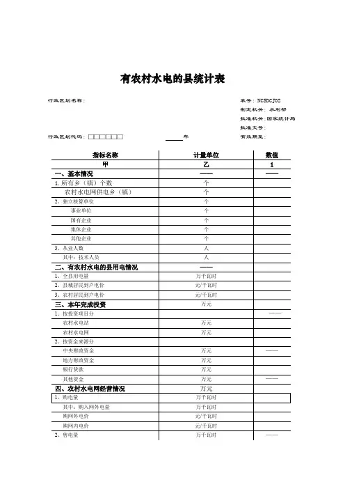 有农村水电的统计表
