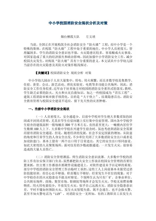 中小学校园消防安全现状分析及对策