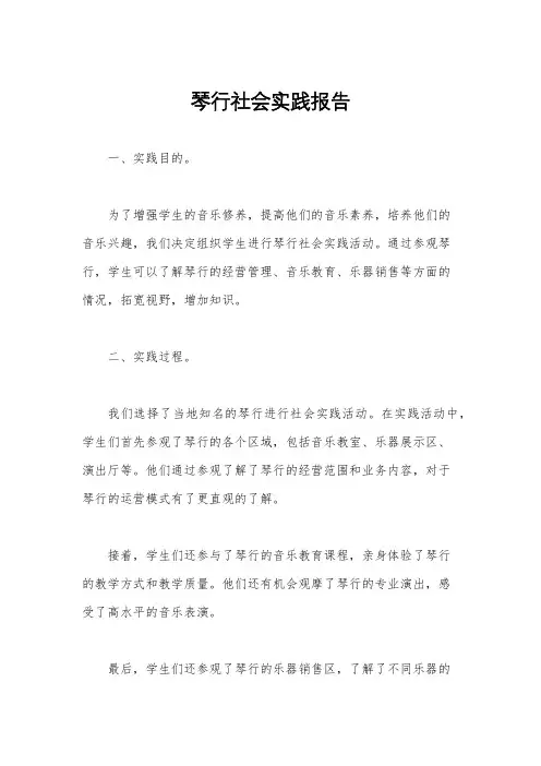 琴行社会实践报告