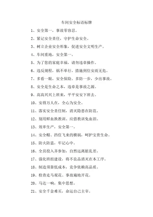 车间安全标语标牌