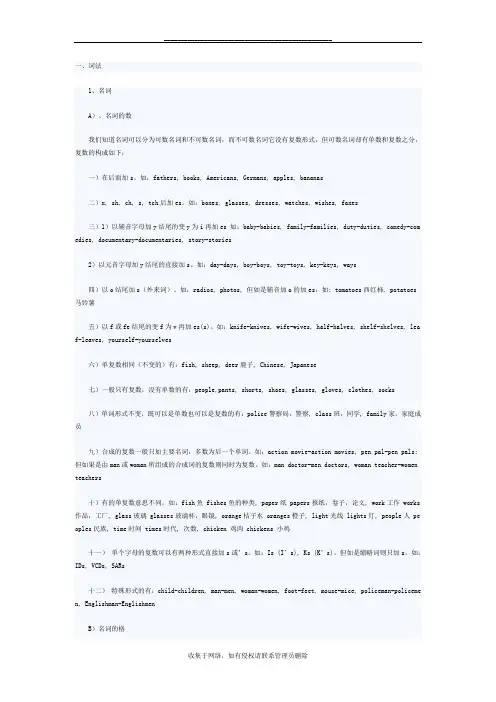 最新人教版初一英语语法总结