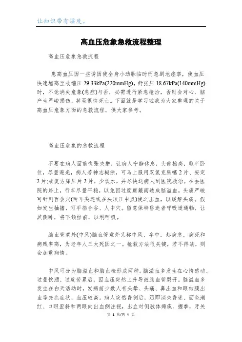 高血压危象急救流程整理