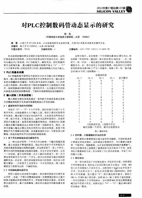 对PLC控制数码管动态显示的研究