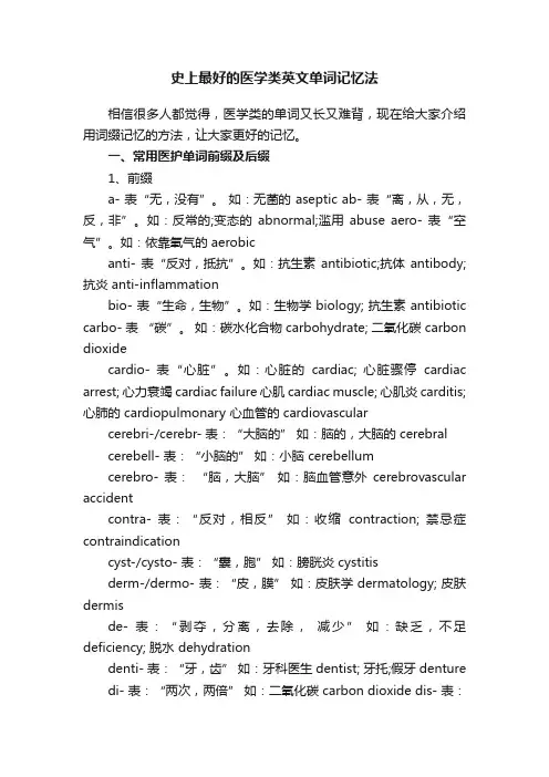 史上最好的医学类英文单词记忆法