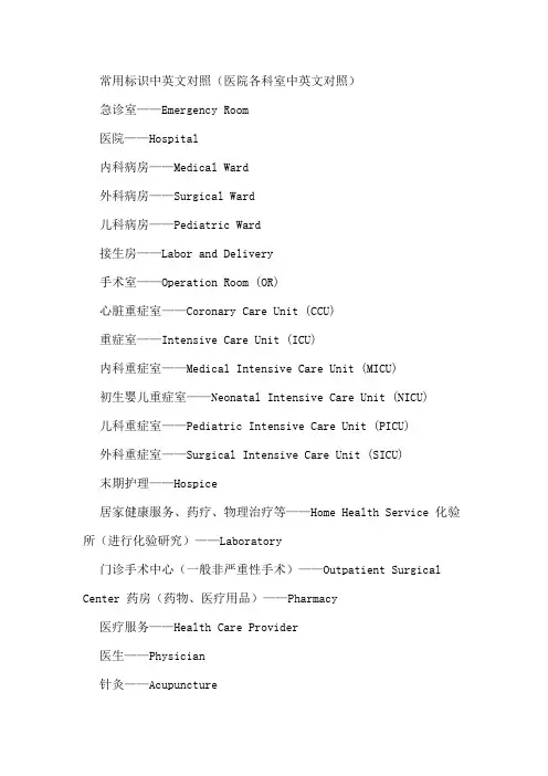 医院英语词汇大全