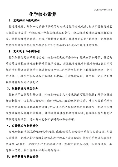 (完整)化学核心素养