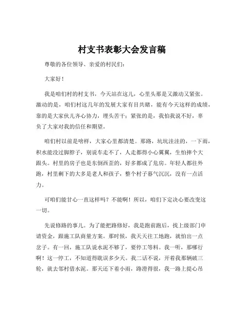 村支书表彰大会发言稿