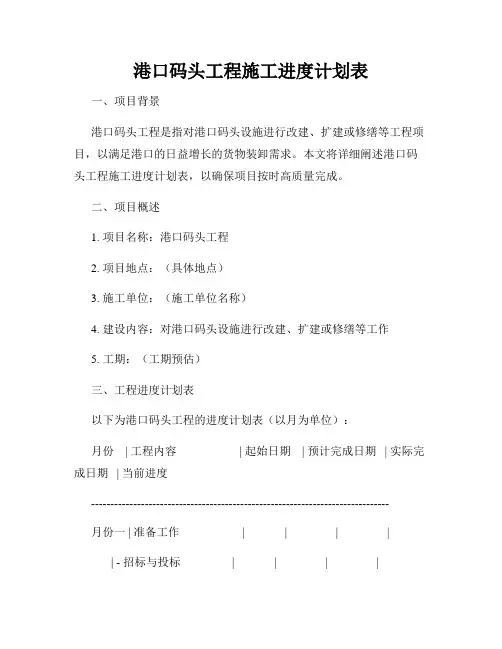 港口码头工程施工进度计划表