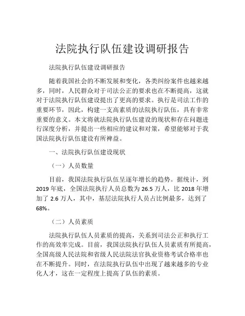 法院执行队伍建设调研报告
