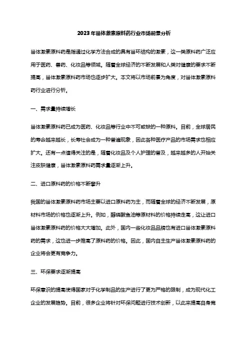 2023年甾体激素原料药行业市场前景分析