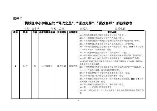 龙头中心小学学校推荐表